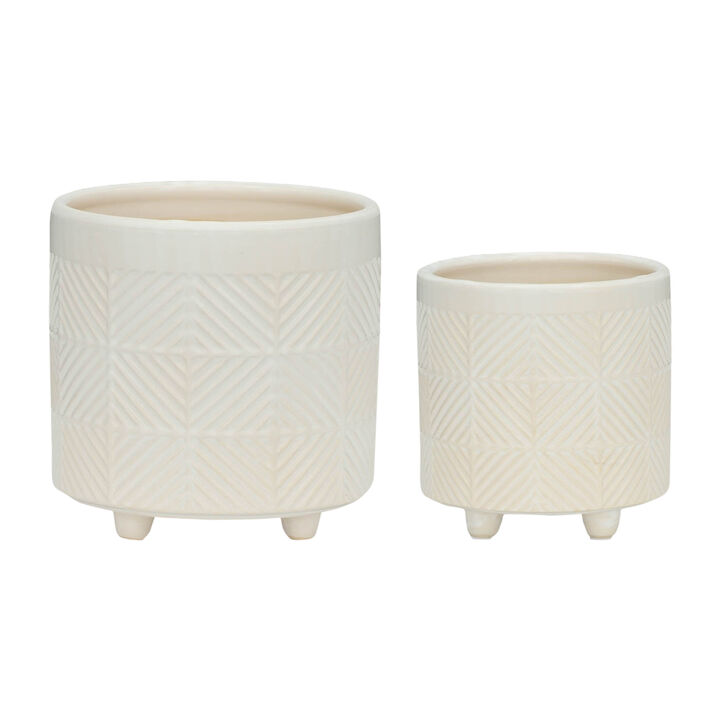 Textured Planters, Shiny White