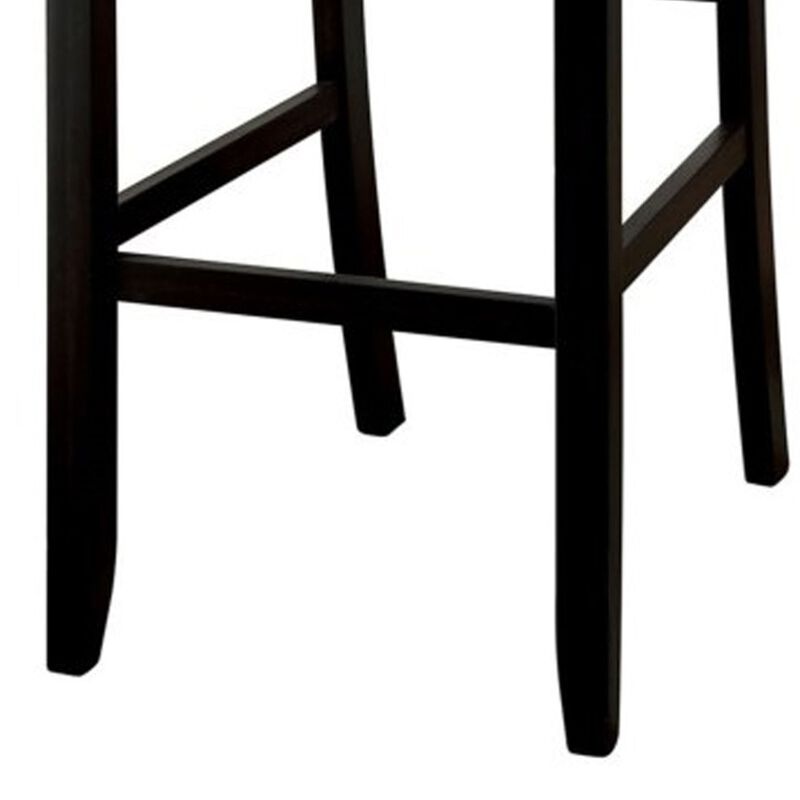 SANIA II Rustic Counter Height Chair, Antique Black Finish, Set of 2-Benzara