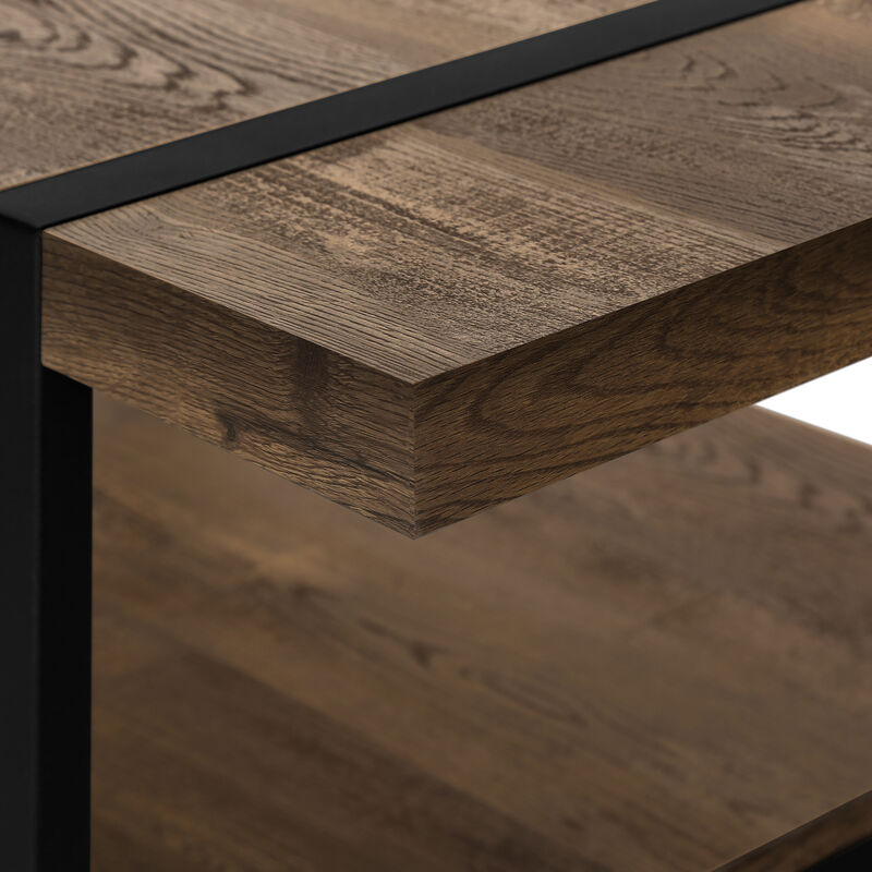 Monarch Specialties I 2850 Coffee Table, Accent, Cocktail, Rectangular, Living Room, 48"L, Metal, Laminate, Brown, Black, Contemporary, Modern