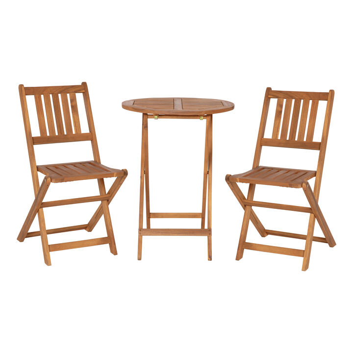 3PC Natural Folding Bistro Set