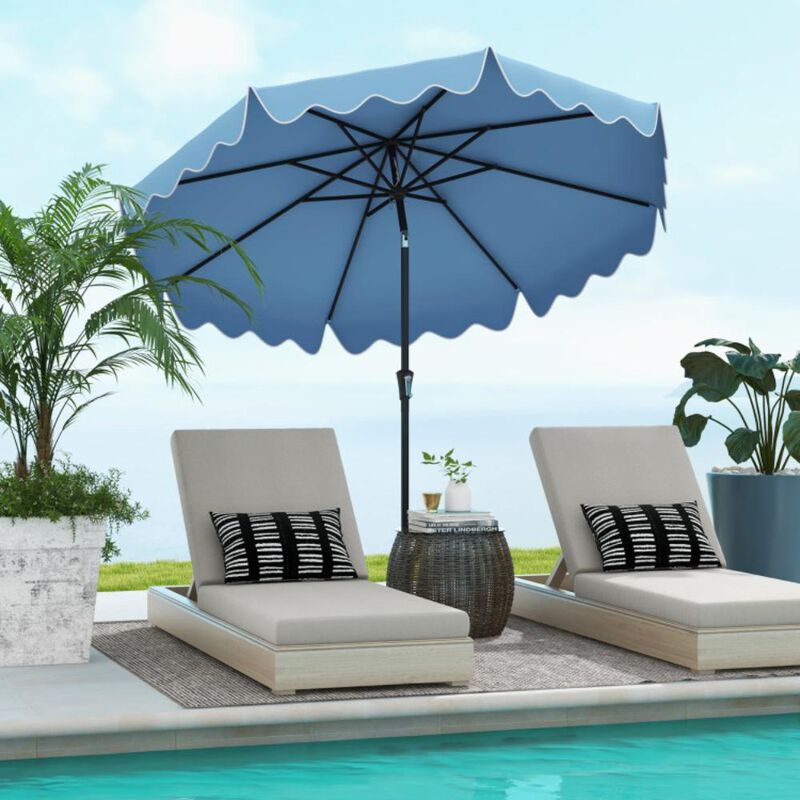 Hivvago 9 Feet Patio Umbrella with Crank Handle and Push Button Tilt