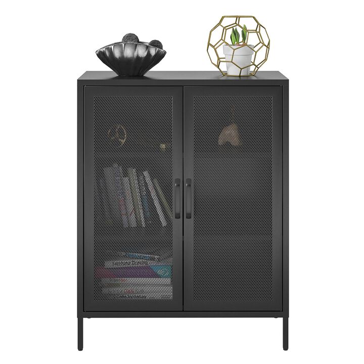 Shadwick 2 Door Metal Locker Storage Cabinet-Mesh Metal Doors