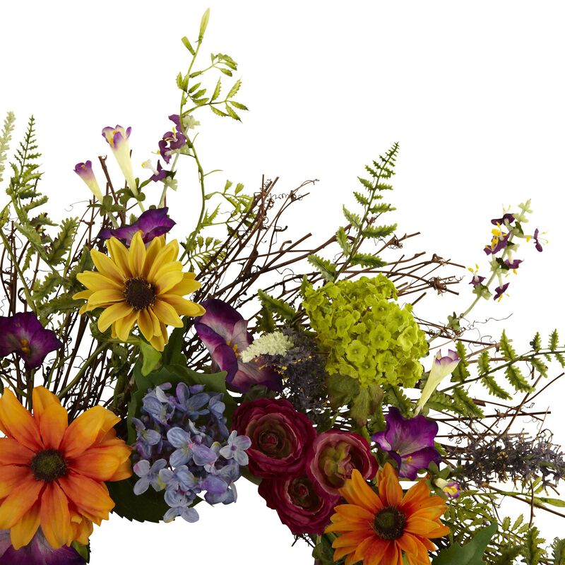 Hivvago 24" Spring Garden Wreath w/Twig Base