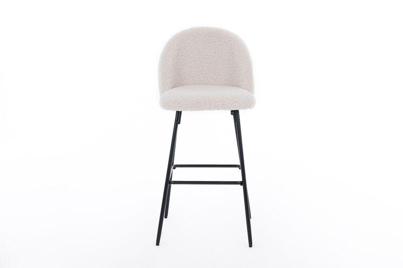 NILSSON Set of 2 Bar Stools in Metal and Velvet