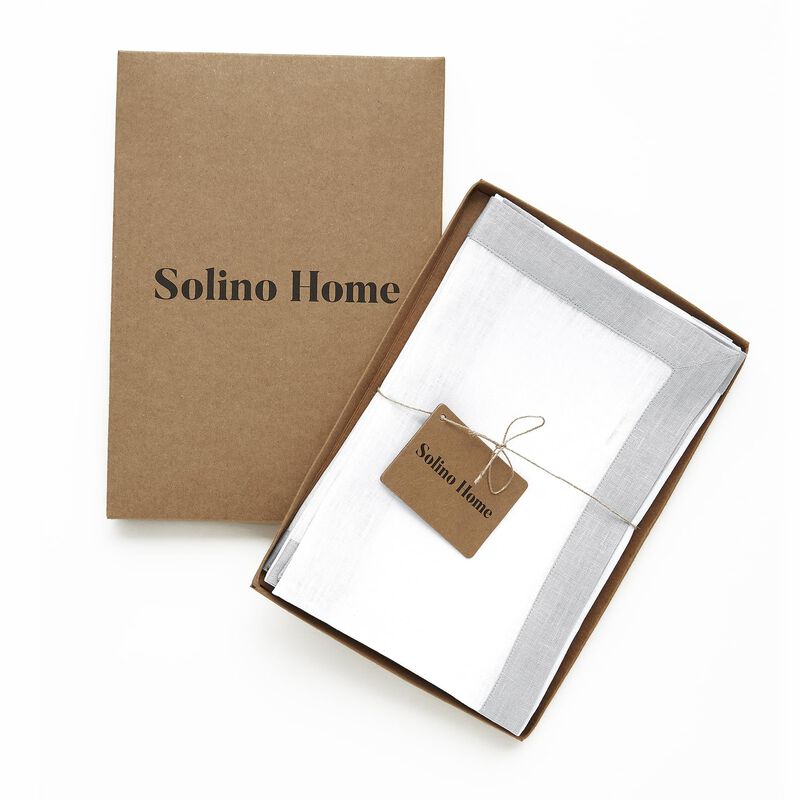 Solino Home 100% Pure Linen Cloth Napkins 20 x 20 Inch Set of 4 | Classic Dinner Napkins