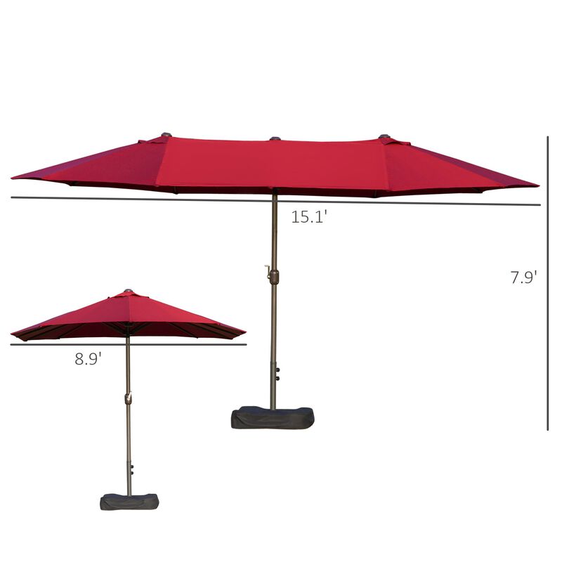 Versatile Sun Shield: 15ft Patio Umbrella with Double-Sided Shade