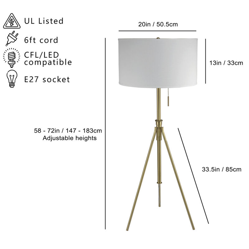 58" - 72" H Adjustable Tripod Floor with KD Shade (1.78/9.9)
