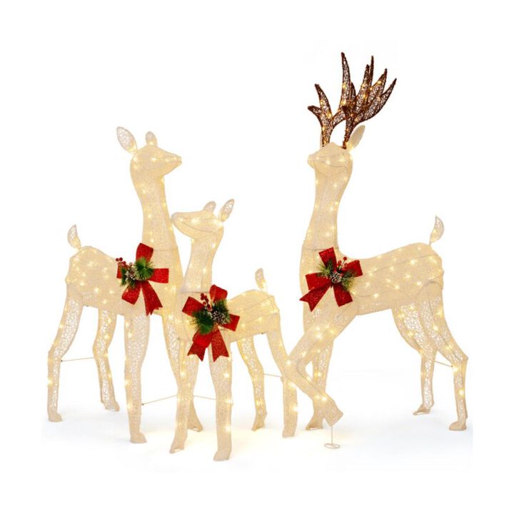 Hivvago 3-Piece Pre-lit Christmas Reindeer Family with 230 Warm White LED Lights