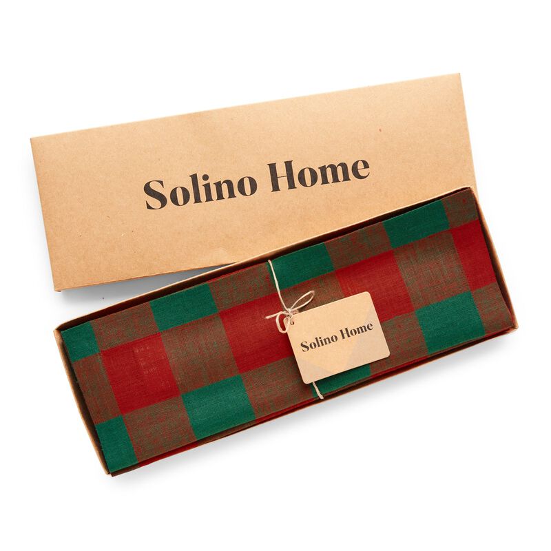 Solino Home 100% Pure Linen 14 x 19 Inch Placemats Set of 4 | Buffalo Check