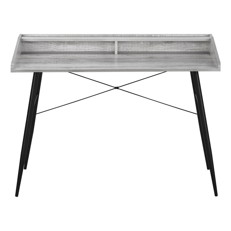 Monarch Specialties I 7541 Computer Desk, Home Office, Laptop, Storage Shelves, 48"L, Work, Metal, Laminate, Grey, Black, Contemporary, Modern