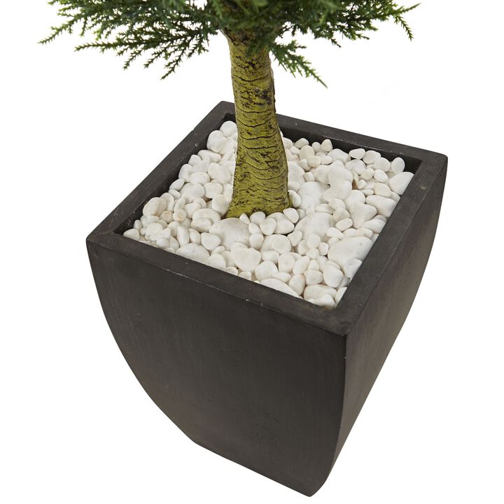 Hivvago Cypress Topiary with Black Planter UV Resistant (Indoor/Outdoor)