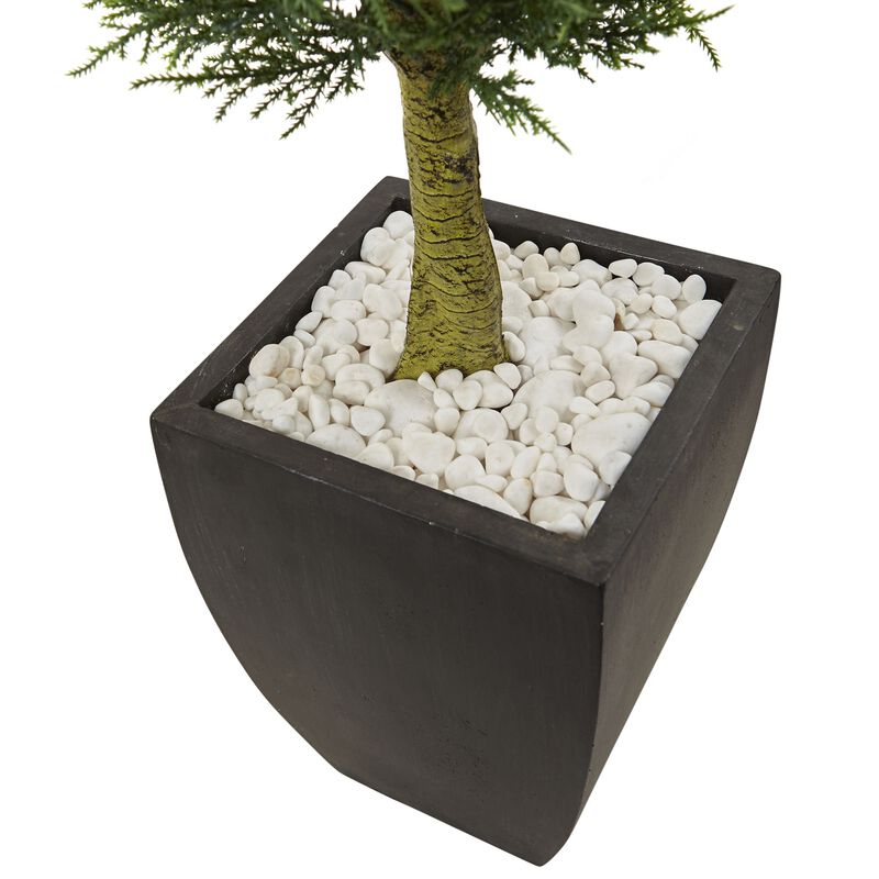 Hivvago Cypress Topiary with Black Planter UV Resistant (Indoor/Outdoor)