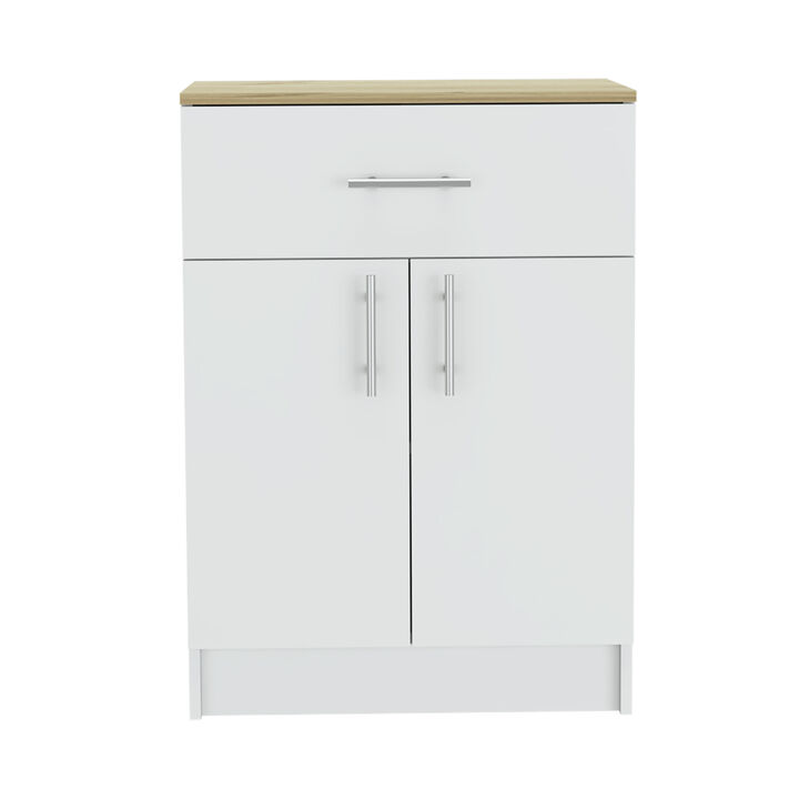 Wilmington 1-Drawer Rectangle Pantry Cabinet White And Light Oak