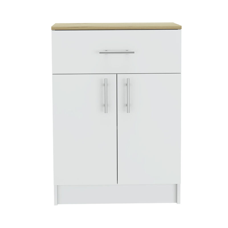 Wilmington 1-Drawer Rectangle Pantry Cabinet White And Light Oak