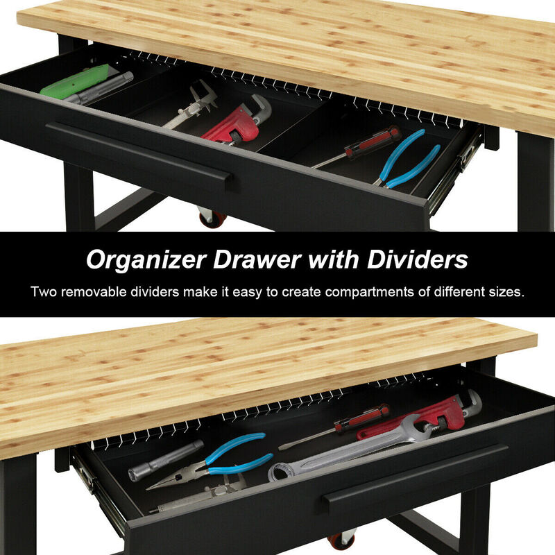Mobile Workbench with Lockable Casters for Home Work Use