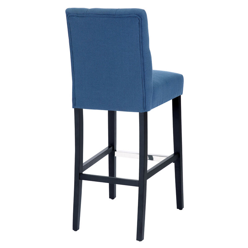WestinTrends 29" Linen Fabric Tufted Upholstered Bar Stool (Set of 3), Black