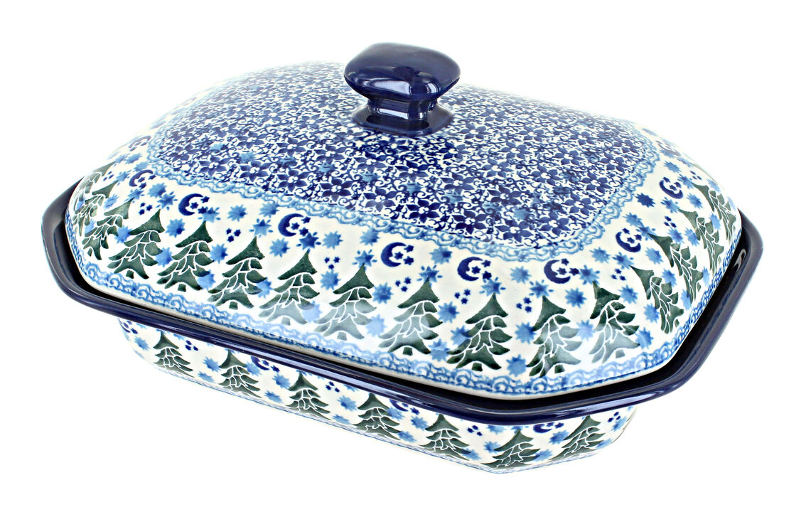 Blue Rose Polish Pottery Maria Medium Covered Baker