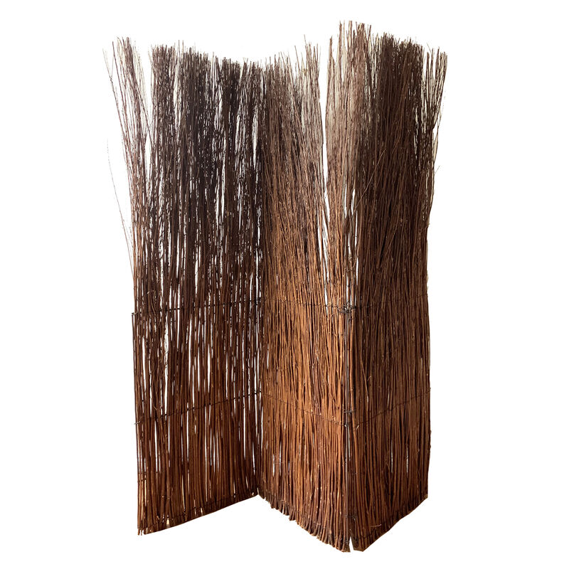 3 Panel Vertically Aligned Willow Branches Room Divider, Brown - Benzara