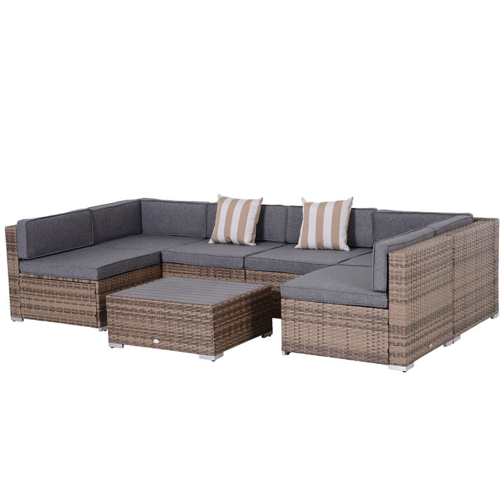 7PC Rattan Wicker Sofa Set Sectional Couch Cushioned Furniture Patio Outdoor