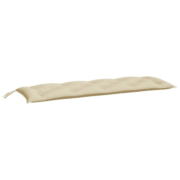 Claire Cushion for Bench with Tie Ropes, Beige Tufted Oxford Fabric - Benzara