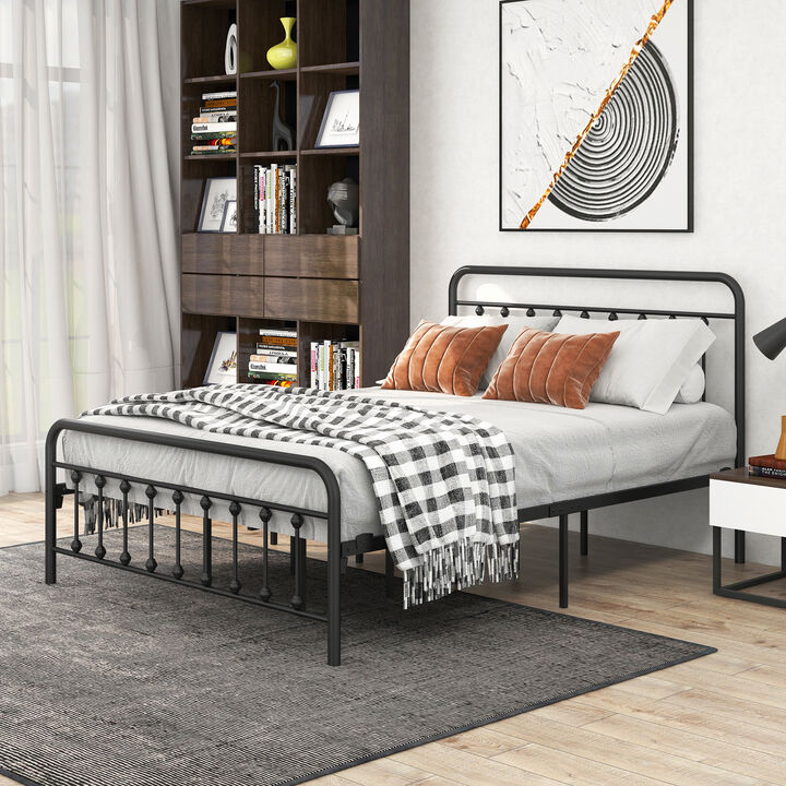 Streamdale Queen Metal Bed Frame with Vintage Headboard