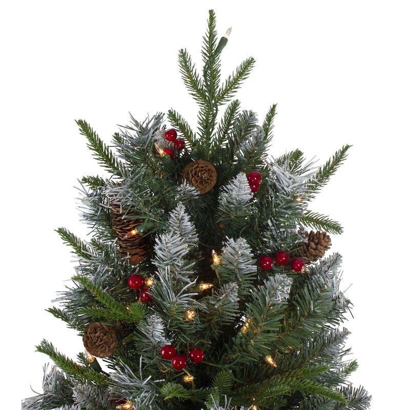 7ft Pre-Lit Frosted Mixed Berry Pine Artificial Christmas Tree - Clear Lights