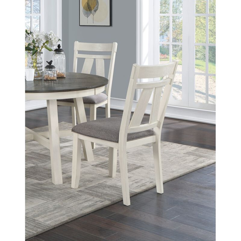 Dining Room Furniture Set Of 2 Chairs Fabric Cushion Seat Clean Lines Side Chairs