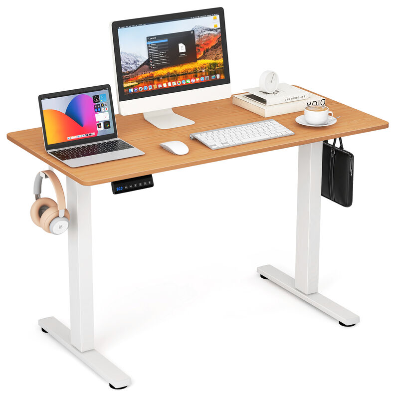 Adjustable Electric Standing Desk with 3 Memory Height Settings, Cable Management, and Hooks