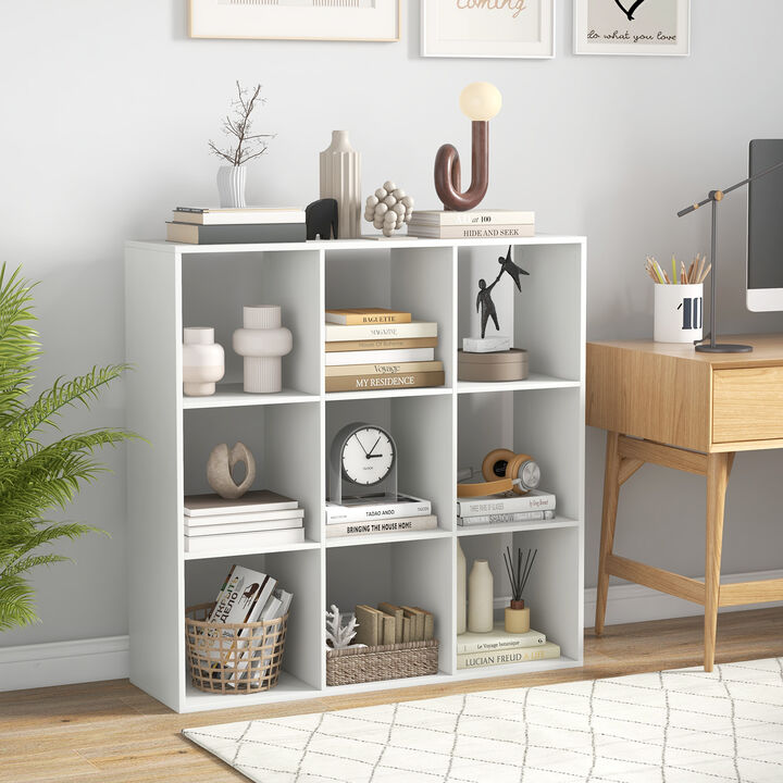9 Cube Bookshelf with Back Guardrail for Living Room Bedroom