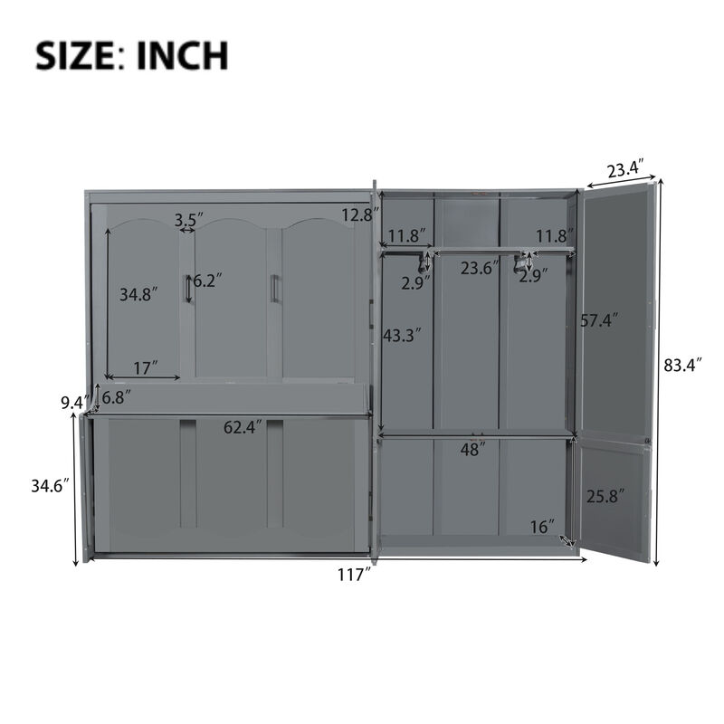Merax Murphy Bed Wall Bed with Storage
