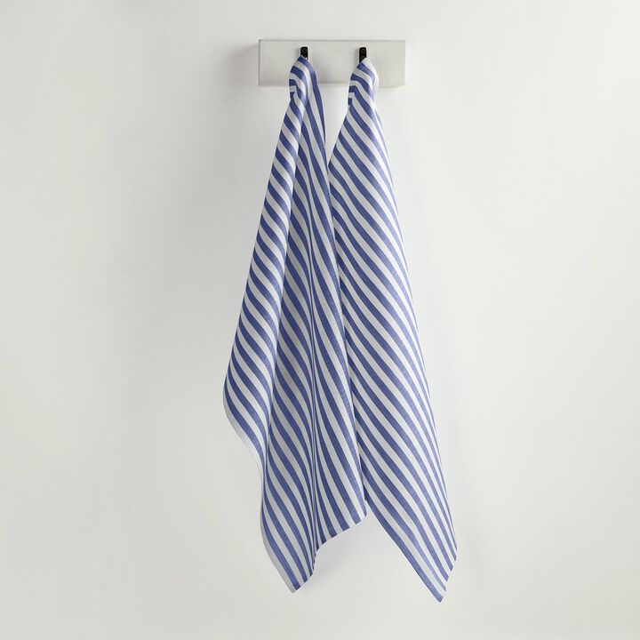Solino Home 100% Pure Linen Kitchen Towels Set of 2 - 17 x 26 Inch | Amalfi Stripe