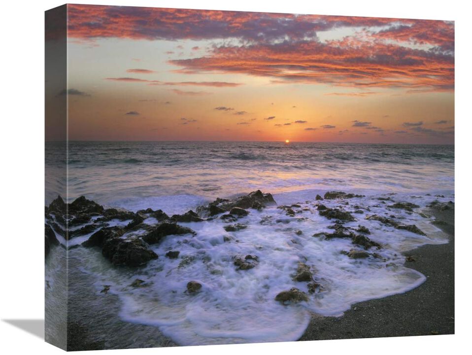 Coast at sunset, Blowing Rocks Beach, Jupiter Island, Florida-Canvas Art-16x13.76