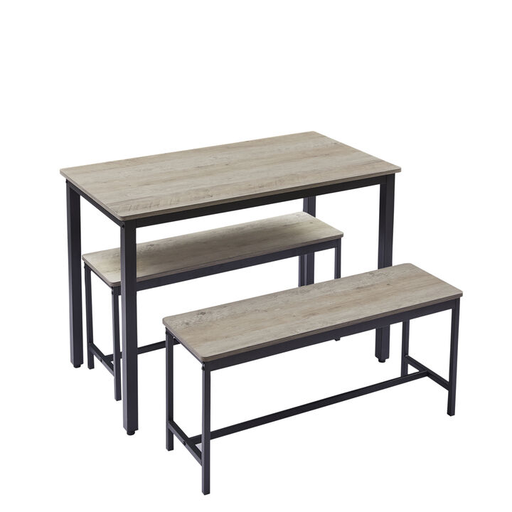 Industrial Style Dining Set with Benches, Counter, and Chairs