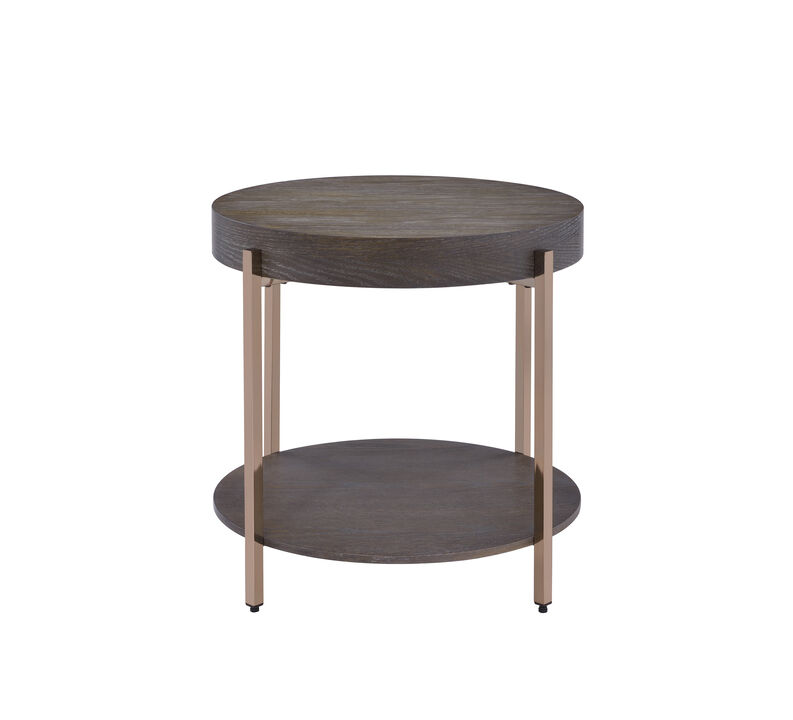 ACME Weyton End Table, Dark Oak & Champagne
