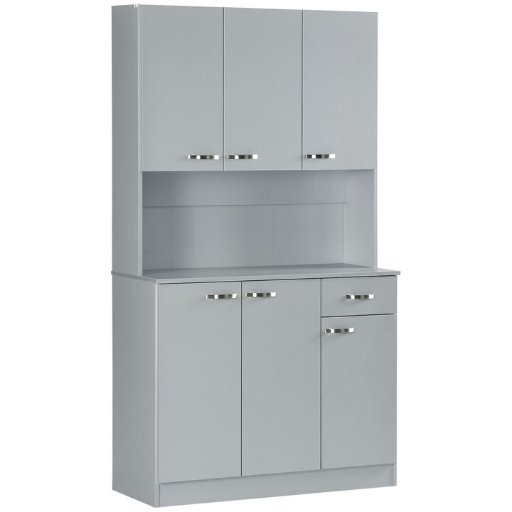 Free Standing Kitchen Cabinet Cupboard w/ Adjustable Shelving & Modern Design