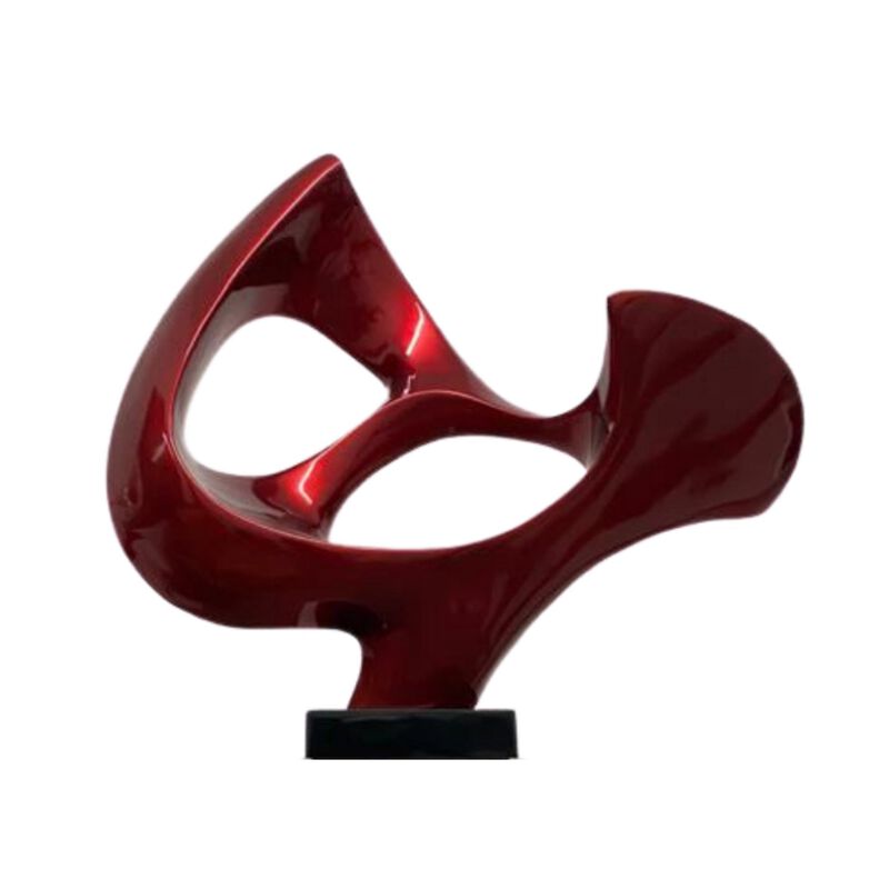 Abstract Mask Floor Sculpture Black with Black Stand Resin Handmade 54" Tall