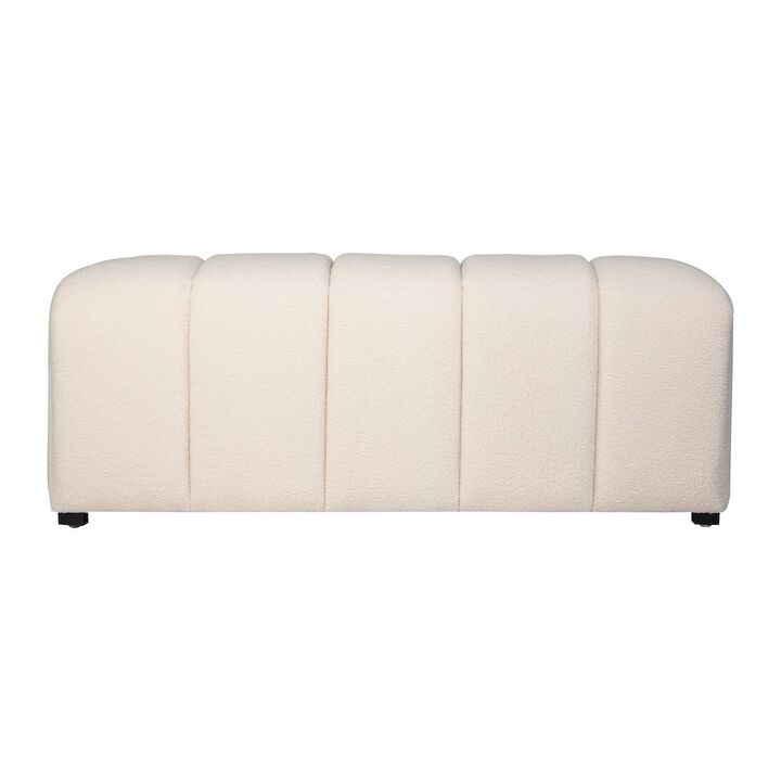 Jofran Tess Contemporary Modern Ivory Boucle Upholstered Plush Bench