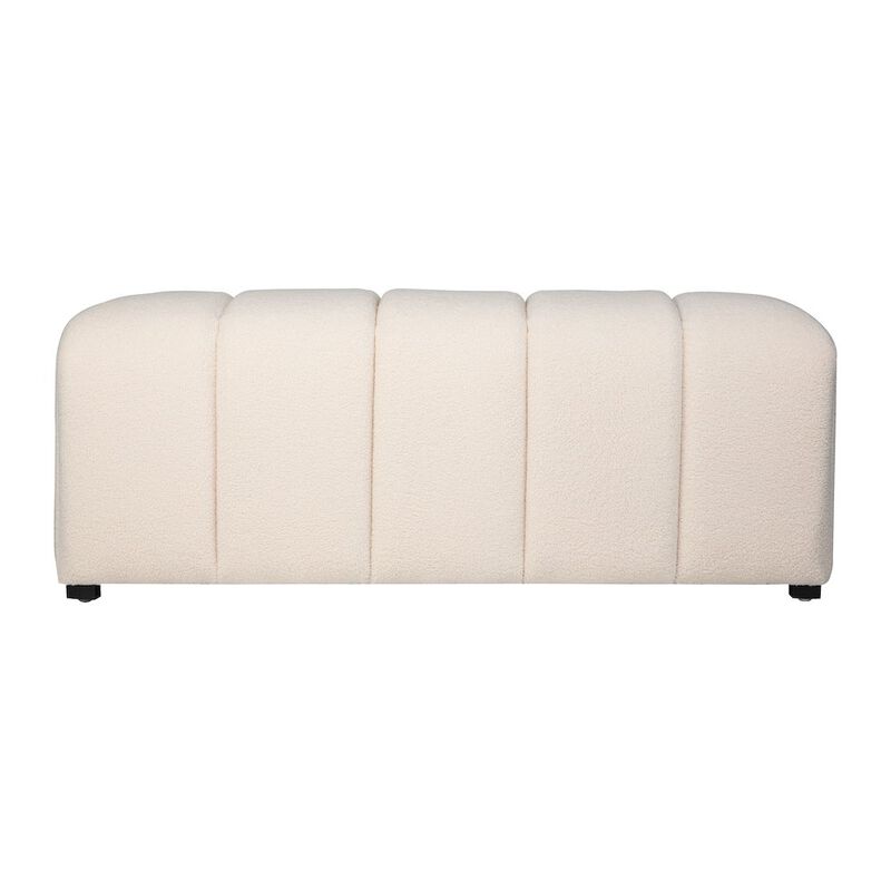 Jofran Tess Contemporary Modern Ivory Boucle Upholstered Plush Bench