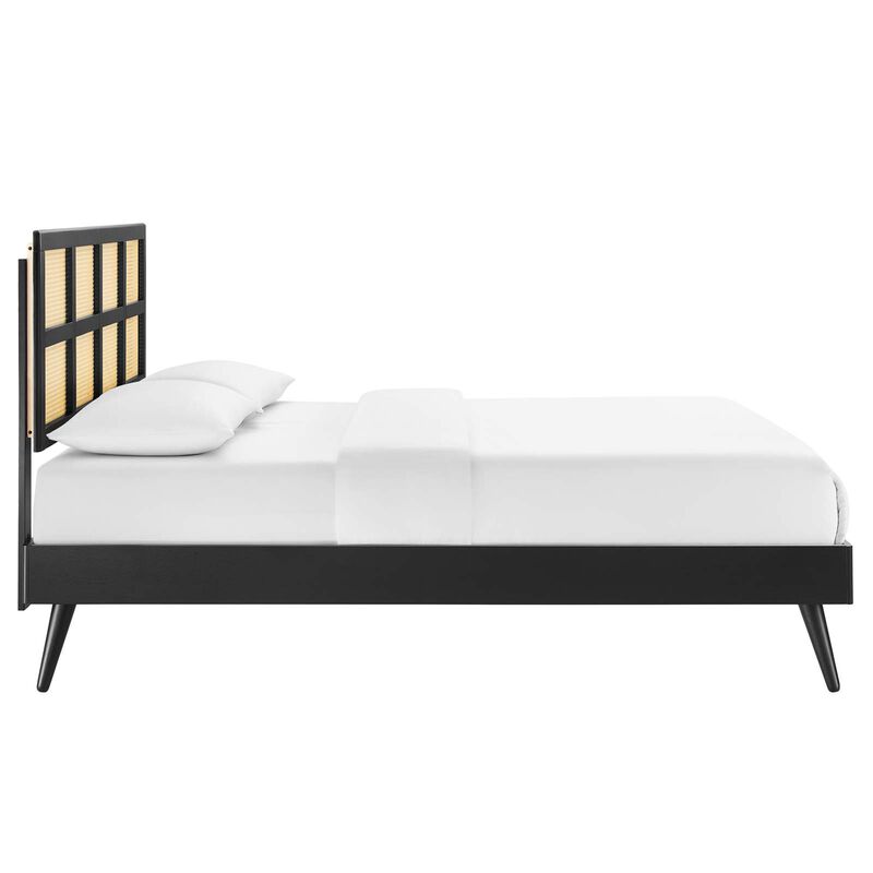 Modway - Sidney Cane and Wood King Platform Bed with Splayed Legs