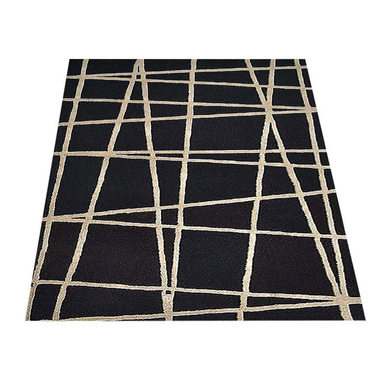 RUGSOTIC CARPETS HAND TUFTED WOOL ECO-FRIENDLY AREA RUGS  - 5'x8', Rectangle Shape, Black, Contemporary Modern Design, High Pile Thick Handmade Area Rugs for Living Room, Bed Room (K02001)