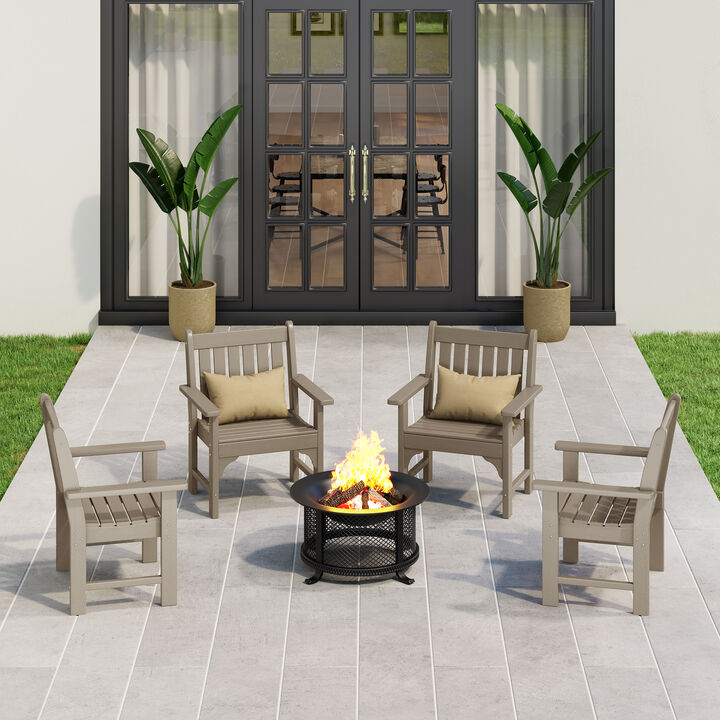 WestinTrends Outdoor Patio HDPE Adirondack Dining Arm Chairs (Set of 4)