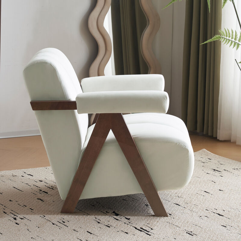 Merax Mid Century Modern Accent Chair with Solid Wood Frame