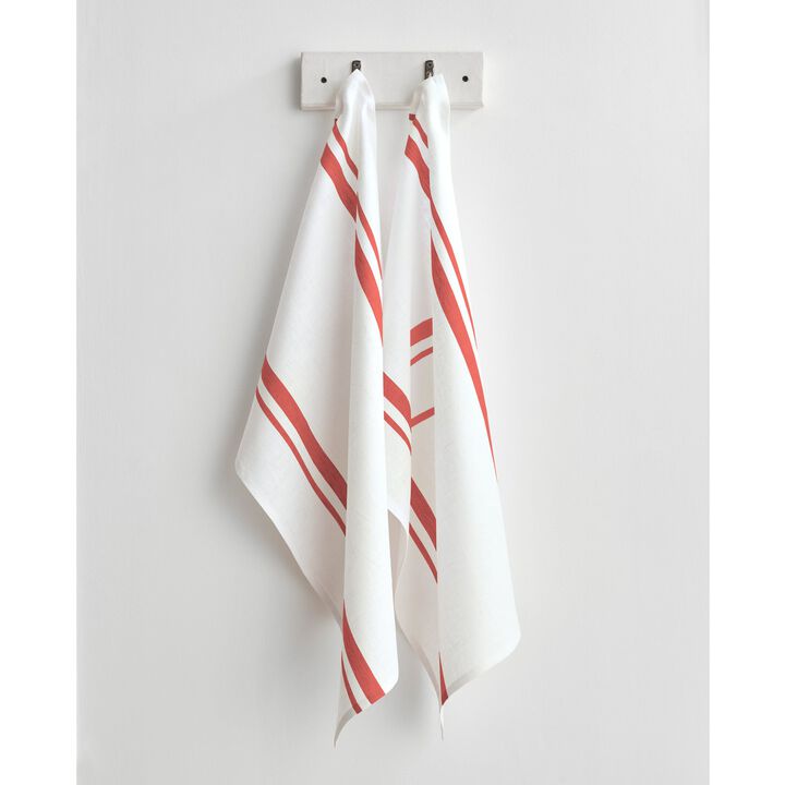 Solino Home 100% Pure Linen Kitchen Towels Set of 2 - 17 x 26 Inch | French Stripe