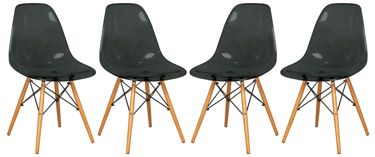 LeisureMod Dover Plastic Molded Dining Side Chair, Set of 4