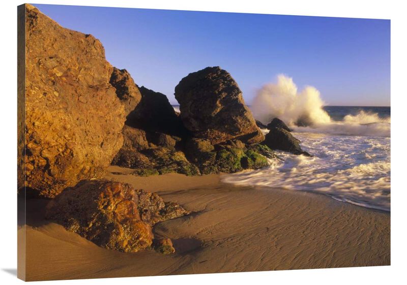 Waves crashing on Point Dume Beach, California-Canvas Art-40x30