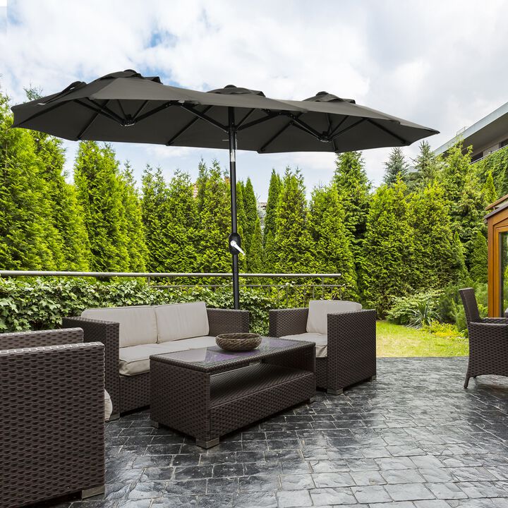 Large Patio Shade: 9.5' Double-sided Umbrella with Tilt Crank