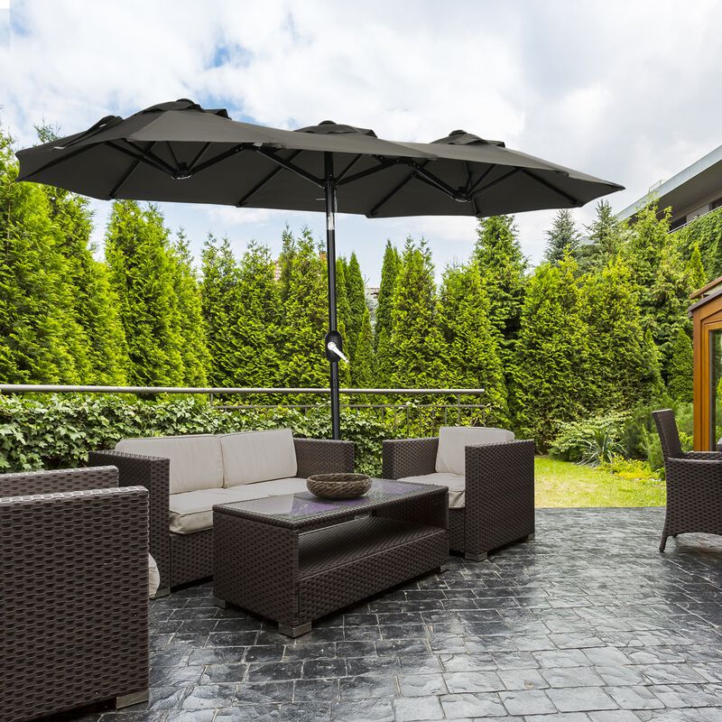 Large Patio Shade: 9.5' Double-sided Umbrella with Tilt Crank