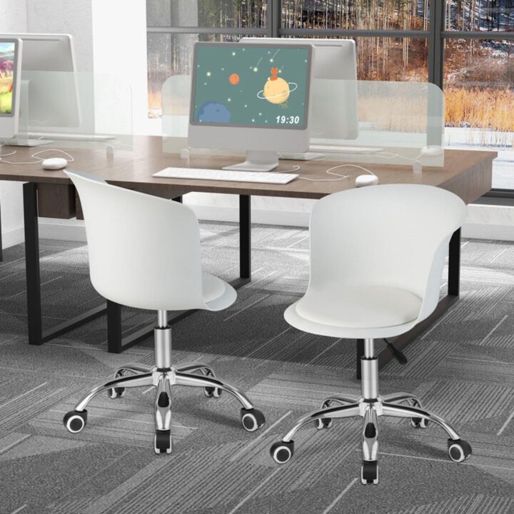 Hivvago Set of 2 Office Desk Chair with Ergonomic Backrest and Soft Padded PU Leather Seat
