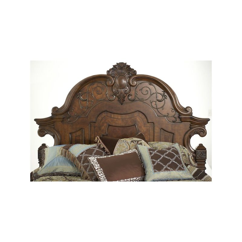 Michael Amini Windsor Court Eastern King Masion Bed - Vintage Fruitwood