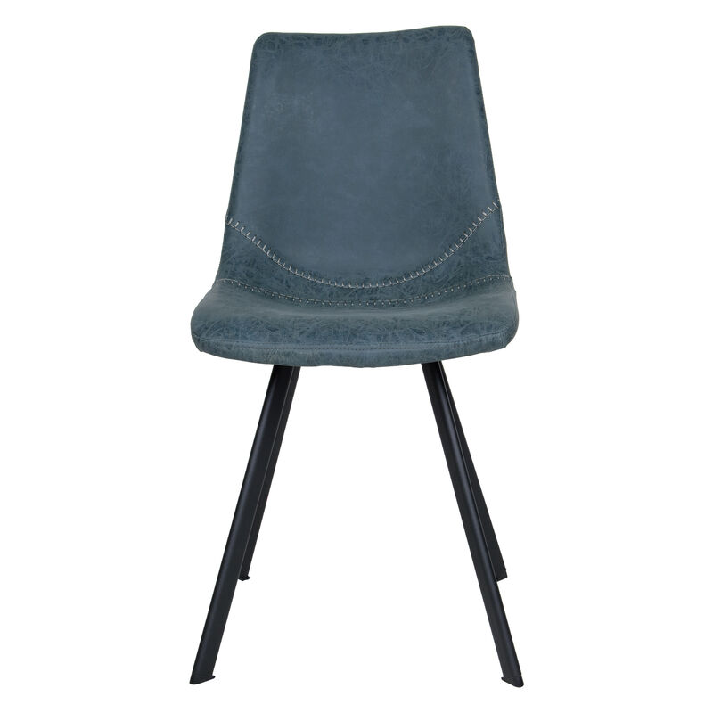 LeisureMod Markley Leather Dining Chair With Metal Legs in Olive Green